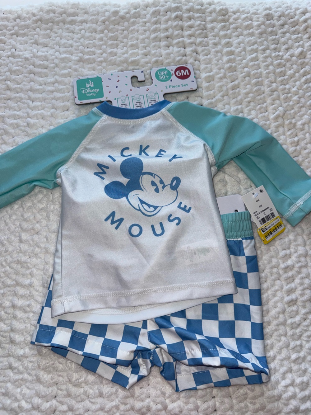 Disney White & Aqua Mickey Mouse Swim Top